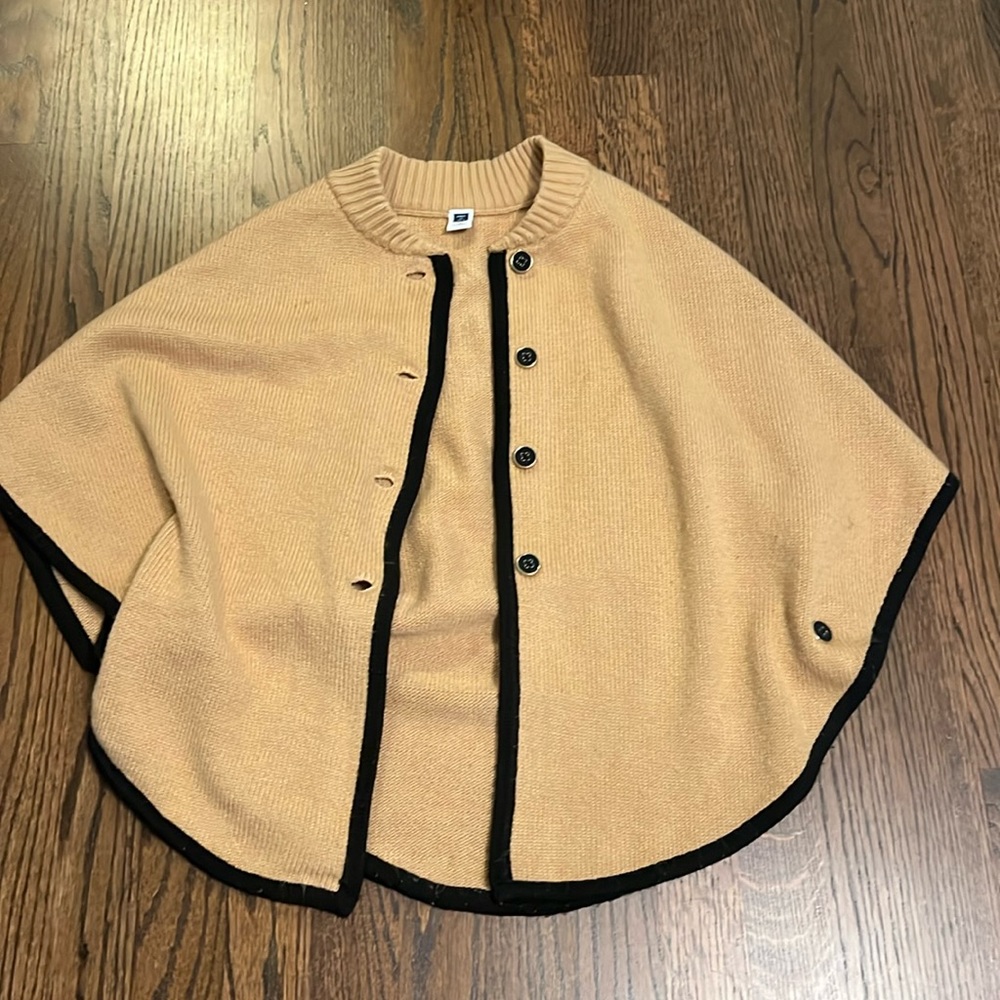 Janie and Jack Tan Cape with Black Trim